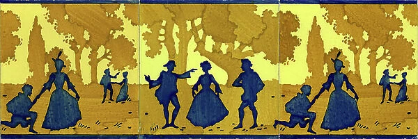 Country gallant scene, 19th century (azulejos)