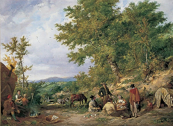 Country Lane with Gypsies (oil on canvas)