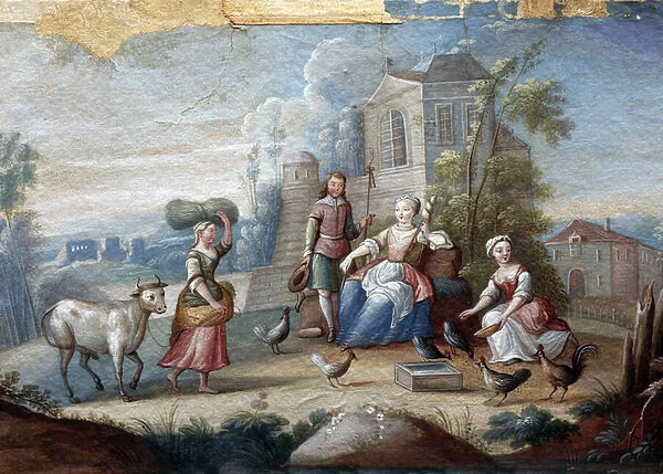 Country scene, 18th century (oil on canvas)