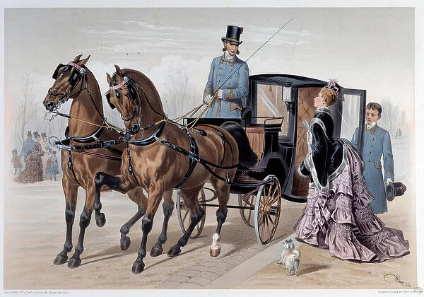 Coupe reached of English horses Print by Albert Adam (1833