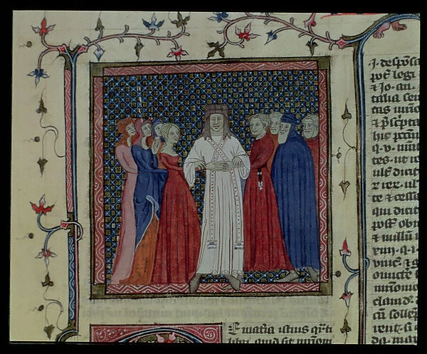 A couple being married by a cleric (vellum)