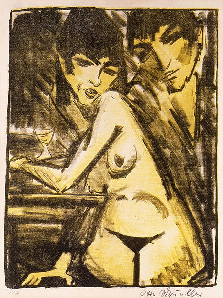 Couple at a Table (Self Portrait with Maschka - Absinthe Drinker)