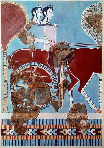 Couple on a tank (fragment) from the palace of Tirynthe, 1350 BC (fresco)