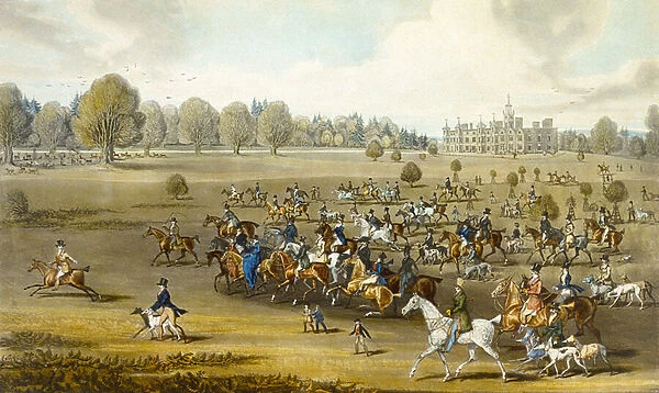 Coursers taking the Field at Hatfield Park, engraved by James Pollard (1797-1867