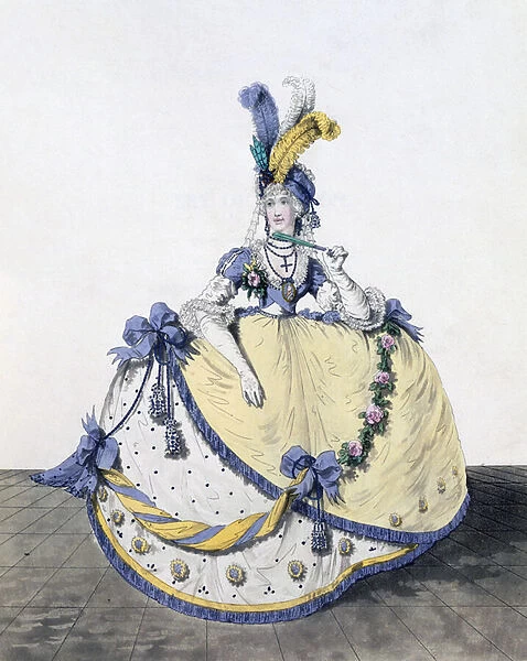 Court Dress, fig. 106 from The Gallery of Fashion, 1797 (coloured engraving)