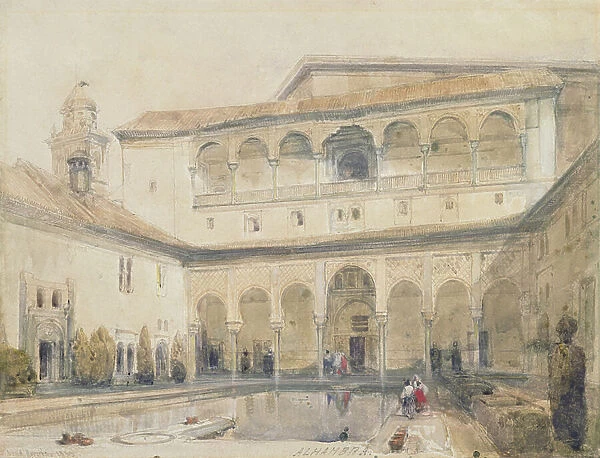 The Court of Myrtles, Alhambra (or Hall of Myrtles, Alhambra) 1833 (pencil & w / c on paper)