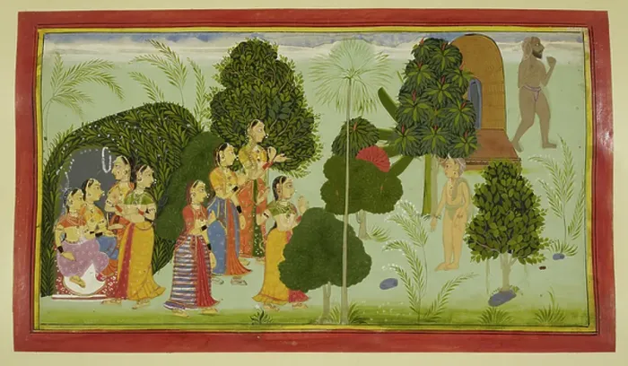 Framed Print : The courtesans & Rishyasringa Framed Print : The courtesans & Rishyasringa