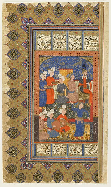 Courtiers with Luhrasp enthroned from a Shahnama (Book of kings) by Firdawsi, , c