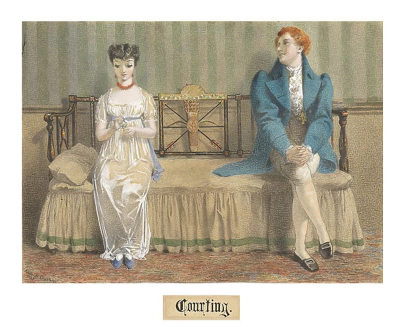 Courting, 1868 (w  /  c & bodycolour over pencil on pencil)