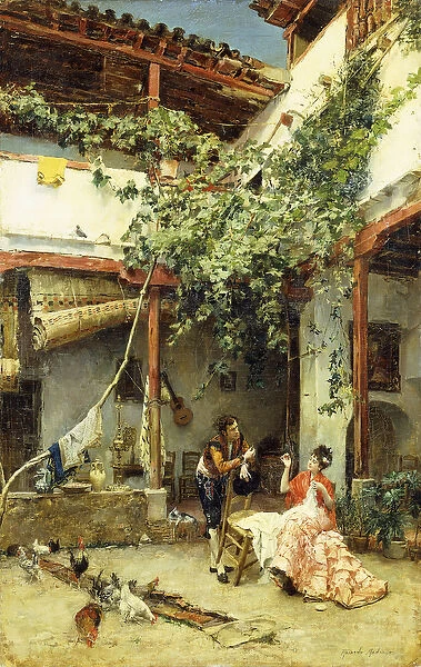 In the Courtyard, 1876 (oil on canvas)