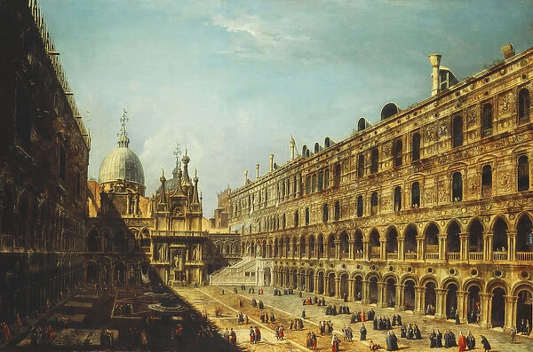 The Courtyard of the Doges Palace, Venice, (oil on canvas)