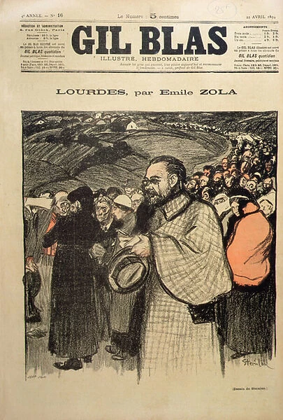 Front cover of Gil Blas containing the first instalment of Lourdes by Emile Zola (1840-1902) 1894 (colour litho)