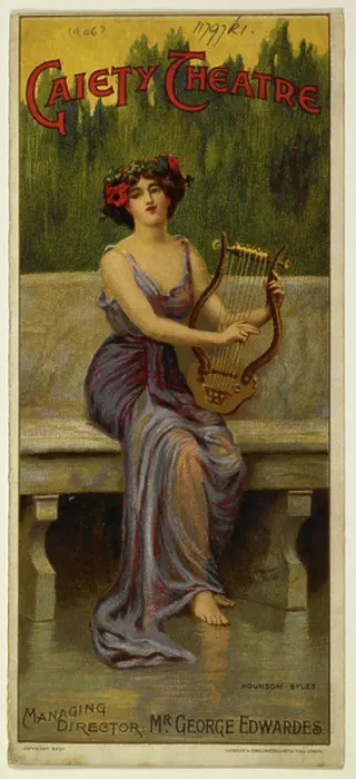Framed Print : Front cover of a programme for The captain of the school, a play, showing a womam playing a harp
