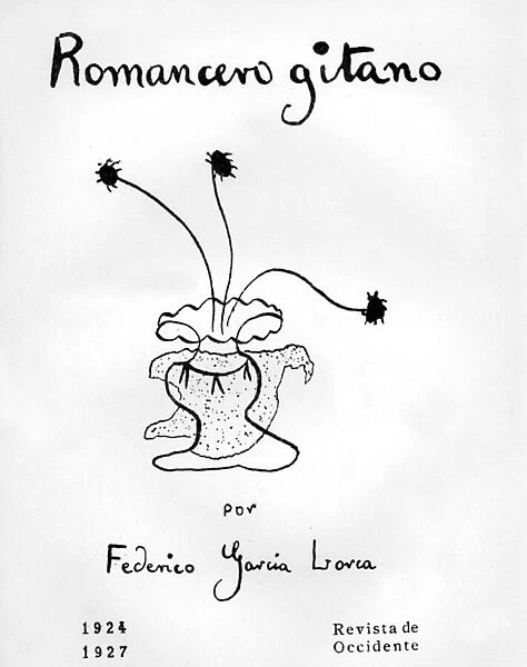 Front Cover of Romancero Gitano (Gypsy Ballads) by Federico Garcia Lorca (litho), 1924-1927, with drawing by Garcia Lorca