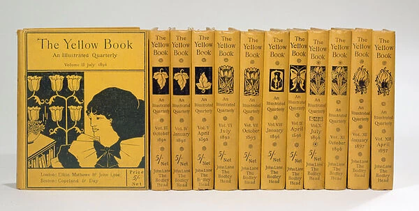 Cover and spine designs for The Yellow Book, Volumes II-XIII