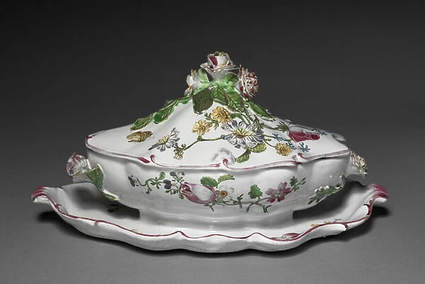 Covered Sauce Tureen with Attached Stand, manufacturer Veuve Perrin Factory, c