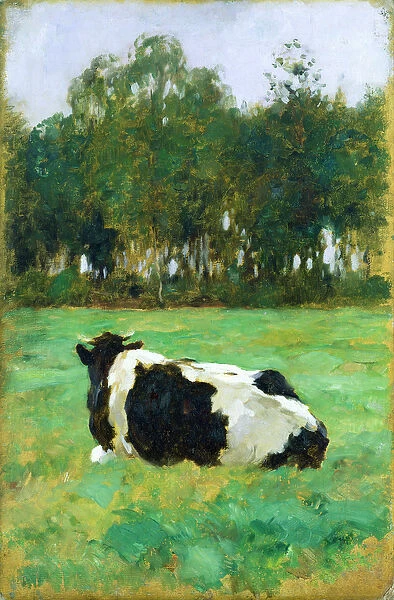 A Cow in the Meadow (oil on cardboard)