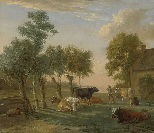 Cows in a Meadow near a Farm, 1653 (oil on canvas)