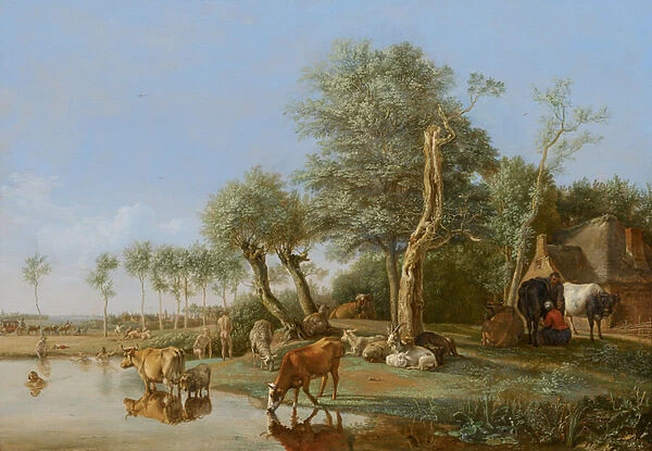 Cows Reflected in the Water, 1648 (oil on panel)