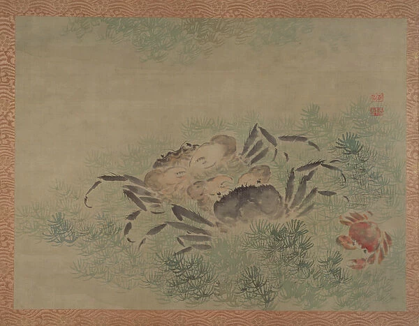 Crabs, 1851 (watercolour on silk)
