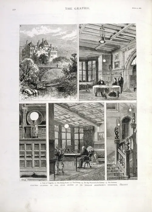 Framed Print : Cragside. BL3280824 Cragside; British Library, London, UK; (add.info.: The Graphic.