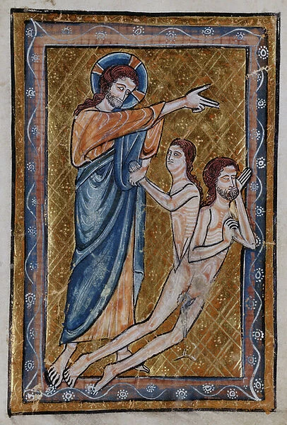 The Creation of Adam and Eve from a book of Bible Pictures, c. 1250 (vellum)