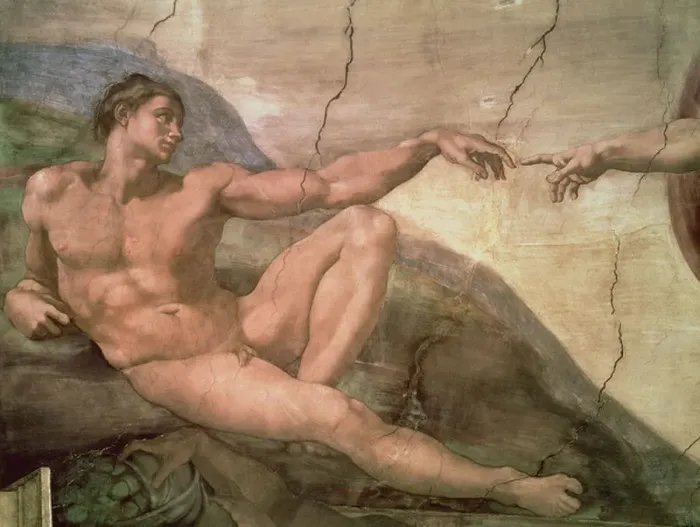 Framed Print : The Creation of Adam, from the Sistine Ceiling, 1511 (fresco) (pre-restoration)