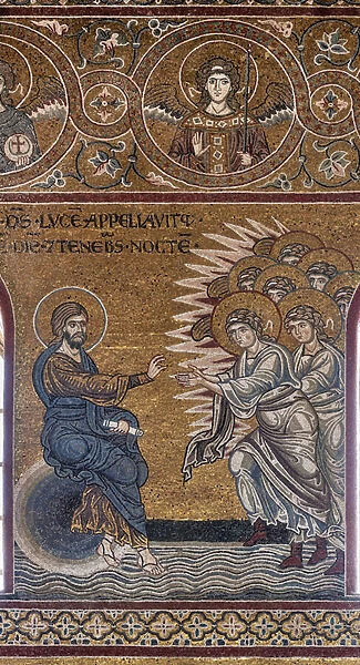 Creation of the Day and the night, Old Testament Cycle - Creation, Byzantine mosaci, XII - XIII century (mosaic)