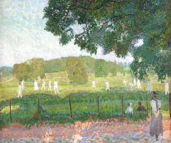 The Cricket Match, 1909 (oil on canvas)