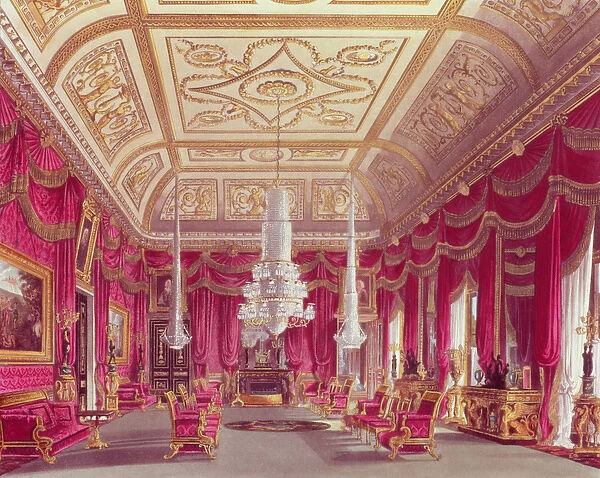 The Crimson Drawing Room, Carlton House from Pynes Royal Residences, 1818