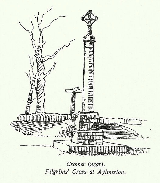 Cromer, near, Pilgrims Cross at Aylmerton (litho)