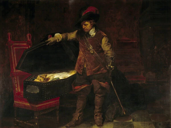 Cromwell in front of the coffin of Charles I Stuart (1649)