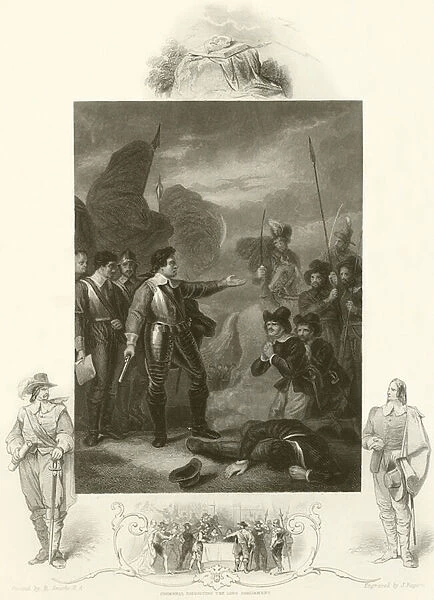 Cromwell suppressing the mutiny in the army (engraving)