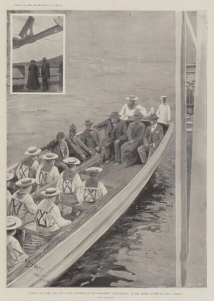 Cronje, his Wife, Son, and Staff conveyed to the Transport 'Milwaukee'in the Armed Cutter of HMS 'Doris'(litho)