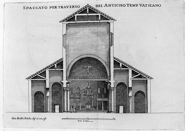 A Cross-Section of the old Vatican church of St. Peters (engraving)