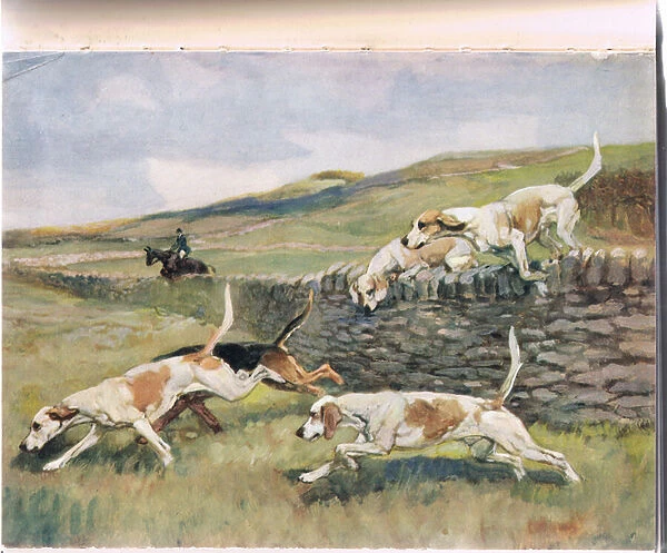 Crossing the Wall, illustration from Hounds (colour litho)