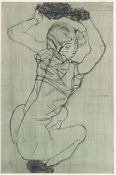 Crouching (Kallir 6), 1914, published 1919 (drypoint)