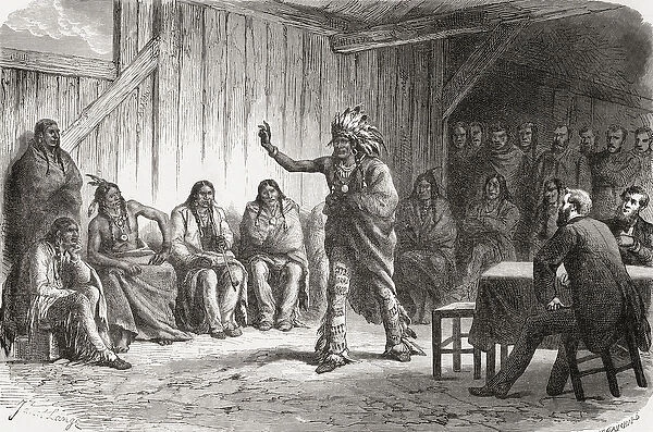 Crow Indian Chief Bears Tooth at the great peace council at Fort Laramie, 12 November 1867