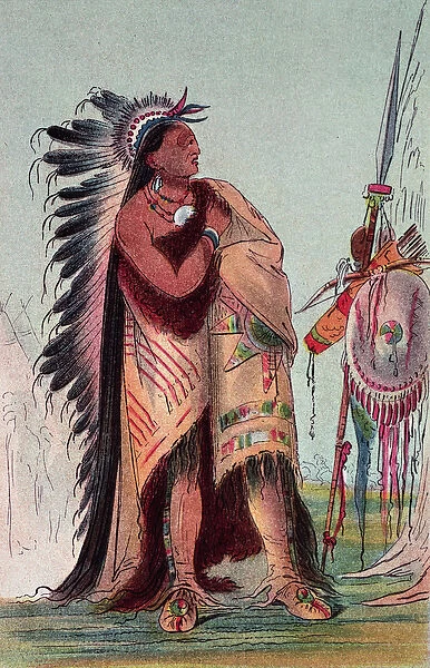 Crow Indian Pa-Ris-Ka-Roo-Pa, The Two Crows (hand-coloured litho)