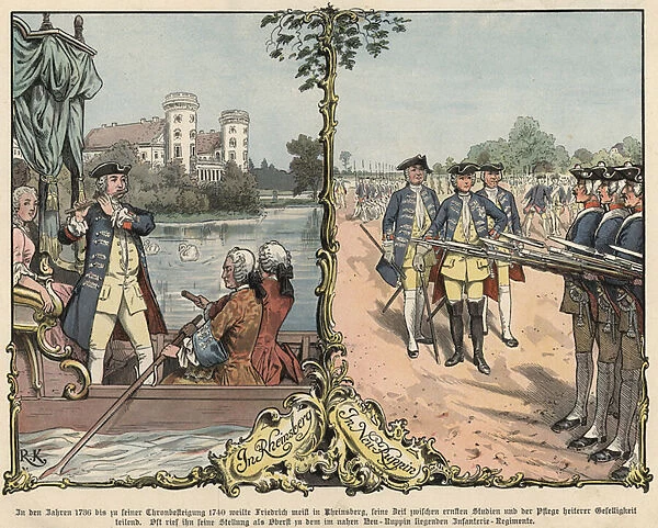 Crown Prince Frederick of Prussia at Rheinsberg and Neuruppin (colour litho)