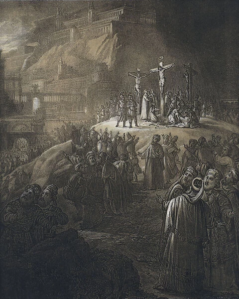 The crucifixion (coloured engraving)