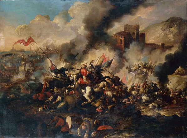 A Crusader Battle (oil on canvas)