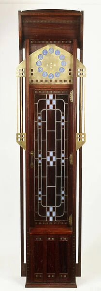 A Cuban longcase clock (mahogany, brass and stained glass)