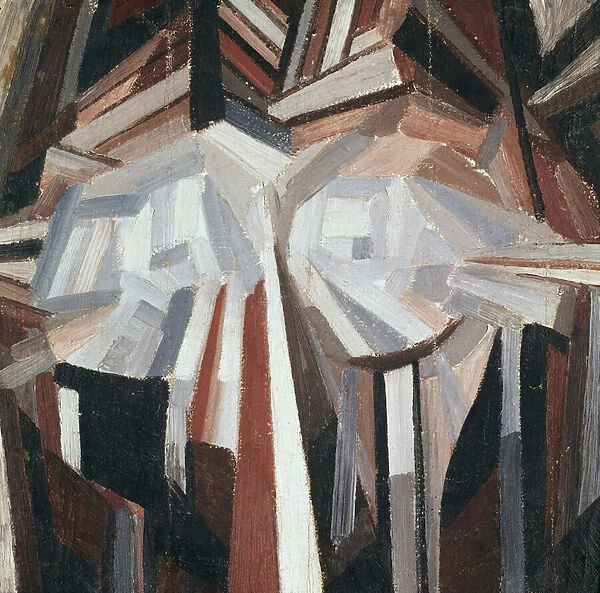 Cubist Head, 1914-15 (oil on canvas laid down on board)
