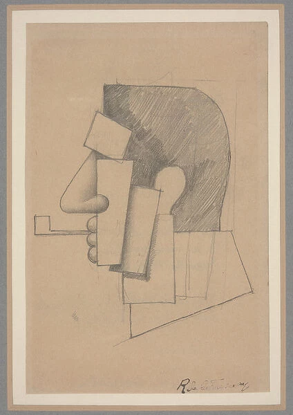 Cubist Head, c. 1915-20 (pencil on paper)