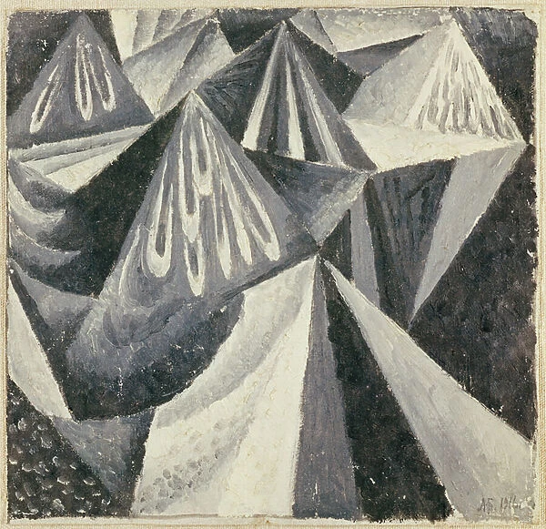 Cubo-Futurist Composition in Grey and White, 1916 (oil on canvas)