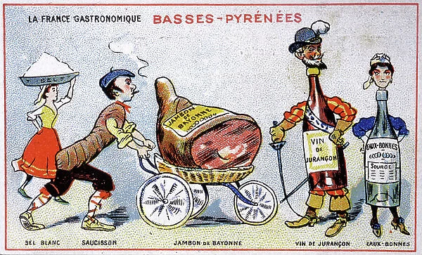 The culinary specialities of the Basses Pyrenees, c.1910 (illustration)