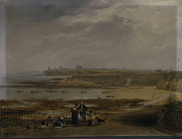 Cullercoats looking towards Tynemouth - Ebb tide, 1845 (oil on millboard)