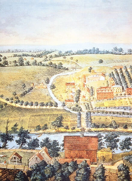 Cultivated farmland of Pennsylvania in 1750 (colour litho)