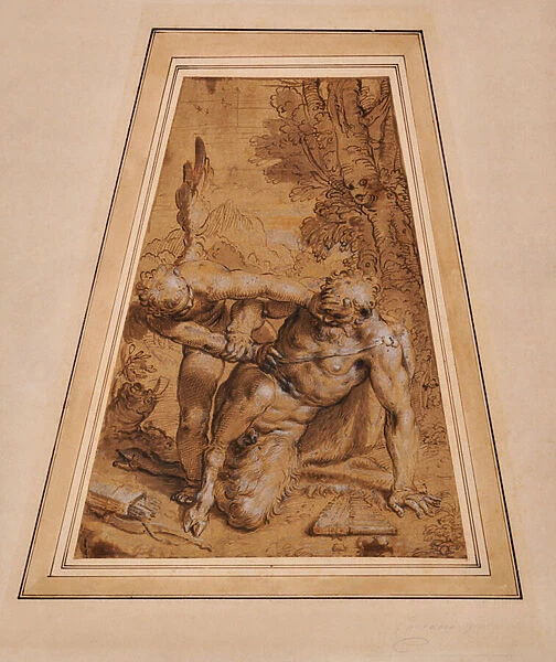 Cupid conquering Pan, 1570-1600 (Ink, Watercolour)